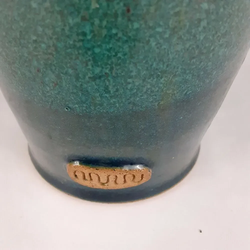 Vintage Stamped Stoneware Vase Art Deco Vibe,Feminine,Pastels